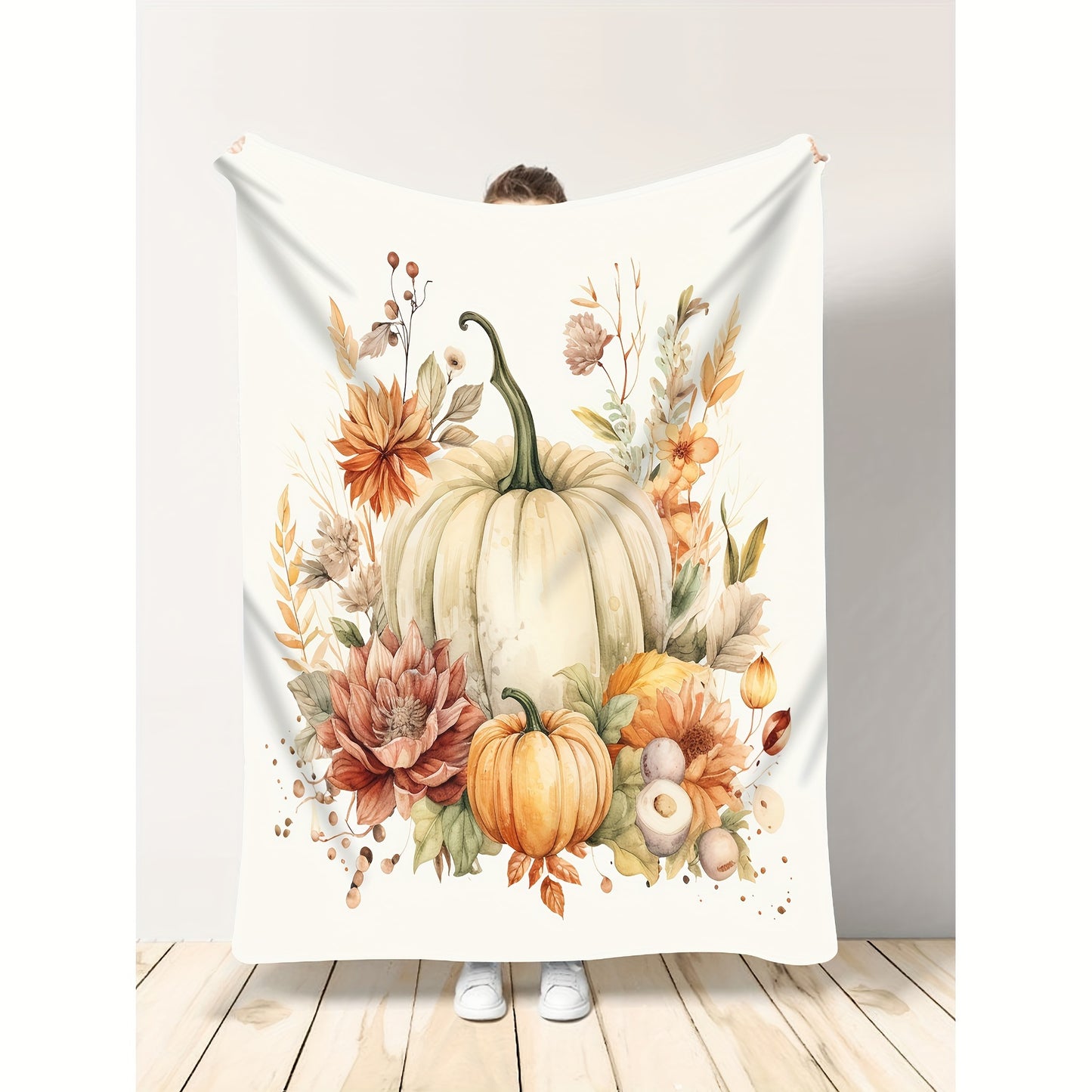 Cozy Fall Pumpkin Flannel Throw Blanket – Soft, Warm Plush for Home & Harvest Decor