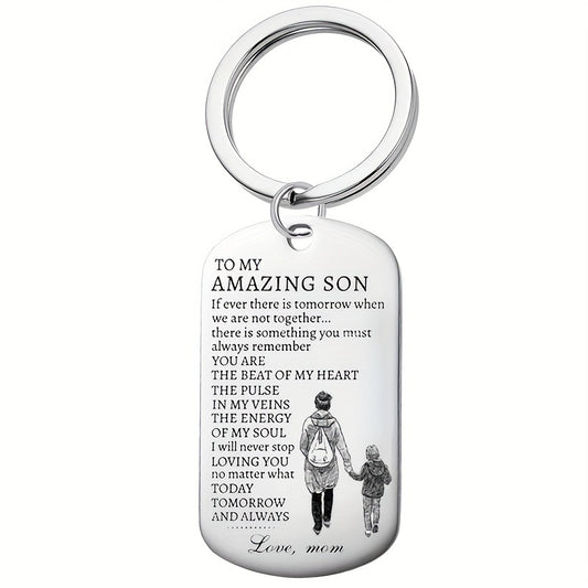 To my Amazing Son from Mom: Keychain Fashion Accessories, Love Mom Stainless Steel Keychain, Family Keychain Jewelry Holiday Gift For Men