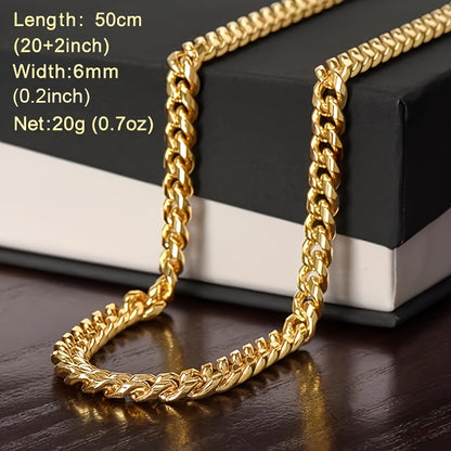 To My Dad New Golden Cuba Necklace Father's Day Gift For Him Gift Box Hip Hop Titanium Steel Gift for Him Man Father Best Dad Women Mother's Day Jewelry Waterproof Fashion Trendy Simple Jewelry birthday