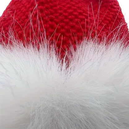 Unisex Fashionable Winter Warm Fuzzy Christmas Hat with Ear Flaps - Cozy Polyester Santa Cap for Christmas, Seasonal Events, and Parties