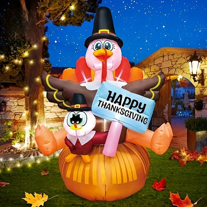 6ft KOOY Inflatable LED Light-Up Turkey - Thanksgiving Yard Decoration