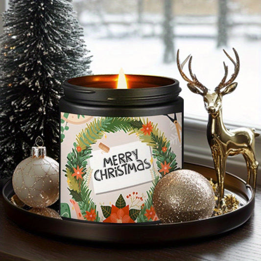 Merry Christmas Lavender Soy Scented Wax Candles - Perfect for Bedroom, Indoor & Outdoor Winter Decorations, Parties, and Gifts