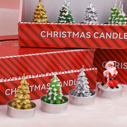 Blingfun Christmas Candle Set - 12pcs Hand-Painted Paraffin Wax Candles, Festive Santa, Snowman, and Christmas Tree Shapes for Holiday Décor