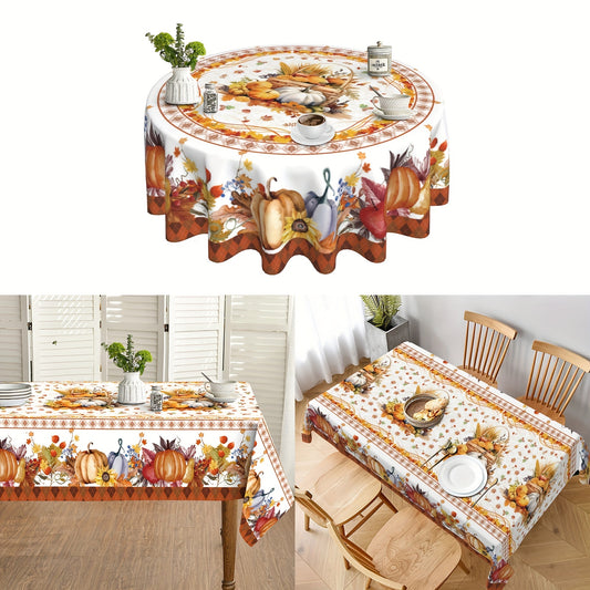 Fall Pumpkin Harvest Tablecloth – Thanksgiving Party Table Cover