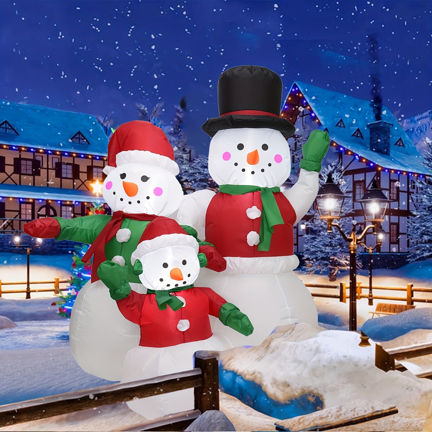 4.92ft Inflatable Snowman Family - LED-Lit Outdoor Yard Decoration for Christmas