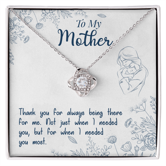 personalized love knot necklace for mom silver pendant with crystals on chain in To My Mother gift box