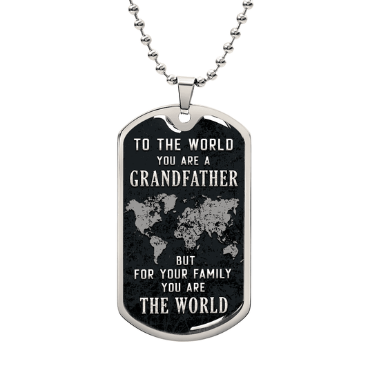 Someone Said Gift dog tag necklace with grandfather world map design gift to grandpa