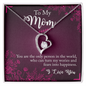 personalized love necklace for mom silver heart pendant with crystal on chain in To My Mom gift box