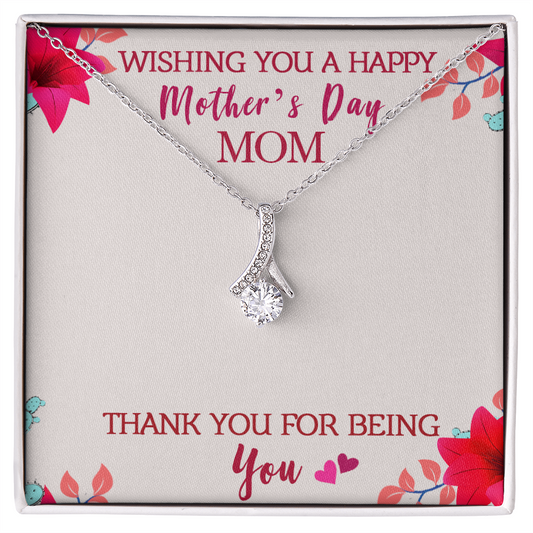 ShineOn Fulfillment silver pendant necklace in gift box with Mothers Day message card alluring beauty necklace with message card