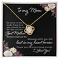 personalized love knot necklace for mom gold knot pendant with cubic zirconia on chain in floral gift box