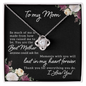 ShineOn Fulfillment personalized love knot necklace for mom silver knot pendant with cubic zirconia and chain in floral gift box