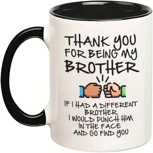 Funny Brother Coffee Mug - 11 oz Double-Sided Humorous Sibling Gift - Ideal Kitchen Decor and Party Supply