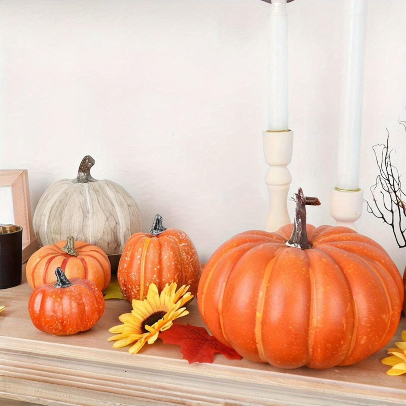 58-Piece Artificial Pumpkin Set for Fall, Halloween & Thanksgiving Decor