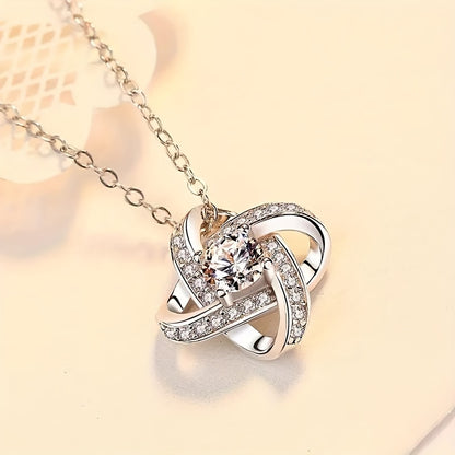 To my Beautiful Mom: Cubic Zirconia Love Knot Necklace Mom Gift, Mom Necklace, Mother's Day Gifts