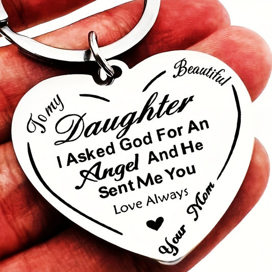 To my Beautiful Daughter from Mom: Stainless Steel Keychain Key Ring, Gift For Daughter