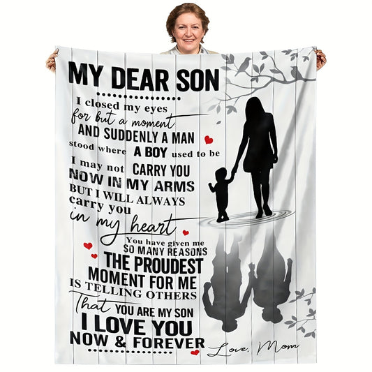 To My Dear Son: Flannel Blanket – Warm, Cozy, and Soft Throw Blanket for Couch, Bed, and Sofa