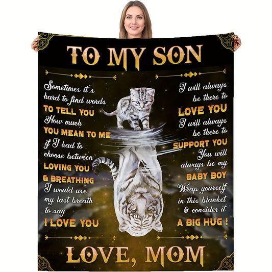 To My Son from Mom: Soft Flannel Blanket – Thoughtful Gift from Mother to Son for Birthday and Thanksgiving