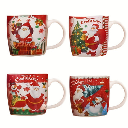 1pc, Christmas Coffee Mug With Spoon, 6.76oz Ceramic Coffee Cups, Water Cups, Summer Winter Drinkware, Xmas Gifts