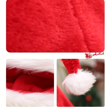 Extra-Long Plush Santa Hat for Adults - Red Velvety Christmas Cap with White Faux Fur Trim - Perfect Festive Holiday Accessory