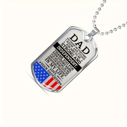 To my Dad from Daughter: Father's Day Gift from Daughter - Men's Stainless Steel Dog Tag Pendant Necklace with Inspirational Message for Dad - No Plating Jewelry Accessory