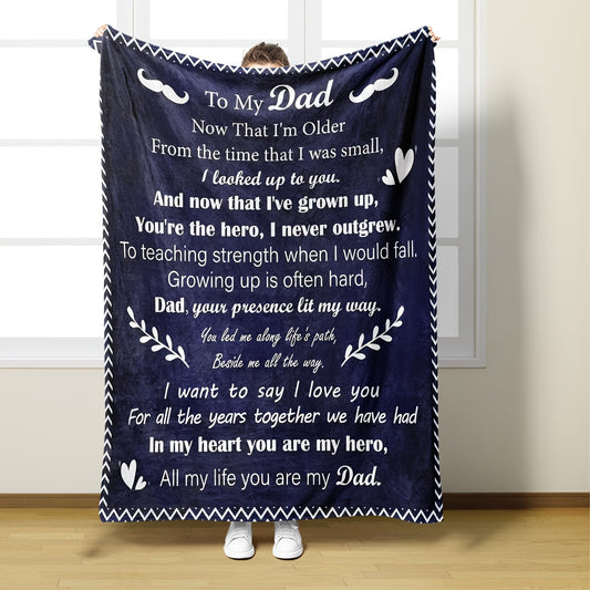 To My Dad from Daughter: Letter Blanket - Thoughtful Dad Gifts from Daughter or Son, Soft Flannel Throw for Daddy's Birthday or Special Occasions