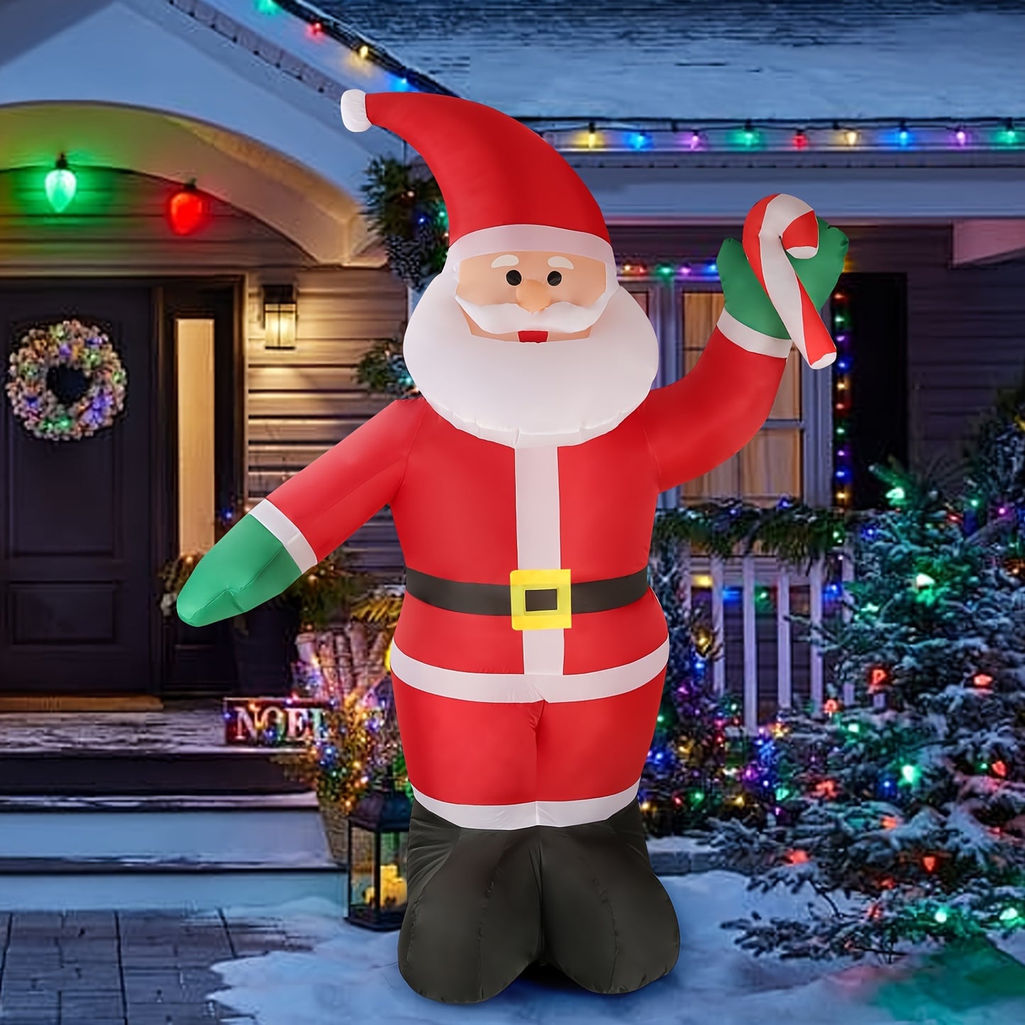 1 Pc 8FT Inflatable Christmas Santa Claus With LED Lights, Blow Up Colorful Holiday Lawn Yard Christmas Inflatable Decoration