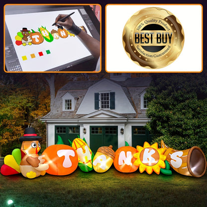 10ft KOOY Inflatable Turkey - LED Lighted Thanksgiving Yard Decoration