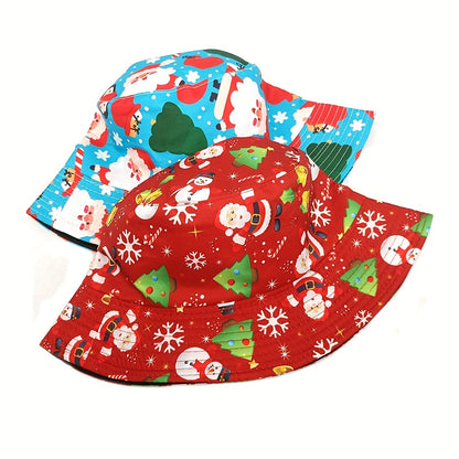 Miacawor Unisex Christmas Print Reversible Bucket Hat - Lightweight & Festive Double-Sided Design