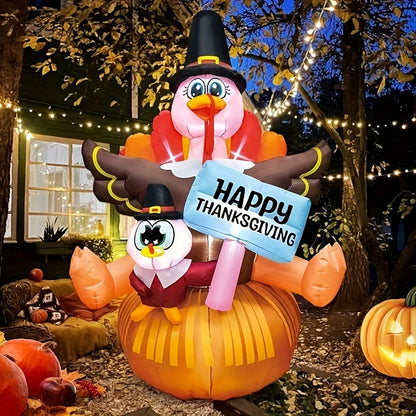 6ft KOOY Inflatable LED Light-Up Turkey - Thanksgiving Yard Decoration