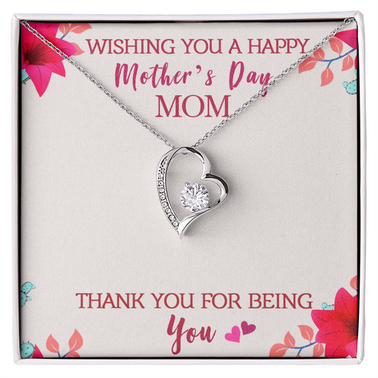 ShineOn Fulfillment personalized forever love necklace heart pendant with cubic zirconia in Mothers Day gift for mom