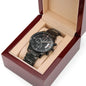 Gift Customizable Black Chronograph Watch by Someone Said Gift in a wooden presentation box