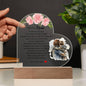 gift dear Mom Printed Heart Acrylic Plaque with touching poem and floral design on wooden base