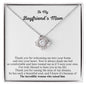 Gift for Boyfriend's Mom Necklace with sparkling pendant on silver chain in a heartfelt message box