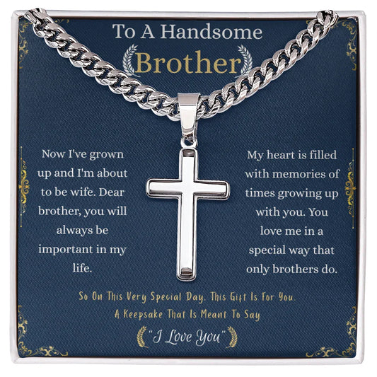 Gift for Brother Necklace by Someone Said Gift with silver cross pendant on chain in presentation box