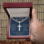 Gift for Brother Necklace with silver cross pendant in a red wooden box by Someone Said Gift