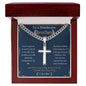 Gift for Brother Necklace silver cross pendant on chain in wooden gift box with heartfelt message card
