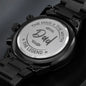 Gift for Dad Chronograph Watch with engraved back plate saying The Man The Myth The Legend