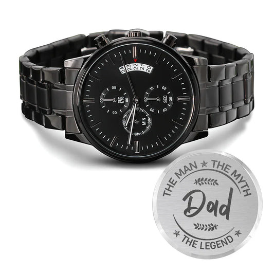ShineOn Fulfillment black chronograph watch with metal band gift for dad chronograph watch