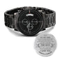 Gift for Dad Chronograph Watch by ShineOn Fulfillment with black stainless steel band and engraved message