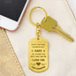Gift for Dad Dog Tag Keychain with engraved message from daughter in gold metal finish