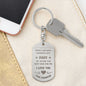 Gift for Dad Dog Tag Keychain with sentimental message from daughter on silver metal tag
