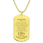 Gold dog tag necklace with engraved heartfelt message gift for dad dog tag necklace