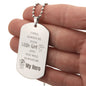 Gift for Dad Dog Tag Necklace with engraved message from daughter and keychain ball chain