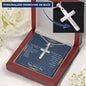 Gift for Dad Necklace silver cross pendant with personalized engraving in wooden gift box from Someone Said Gift