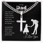 Silver cross necklace gift for dad necklace with heartfelt message on black card