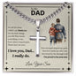 Gift for Dad Necklace with silver cross pendant on chain displayed with a sentimental message card