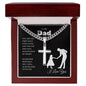 Gift for Dad Necklace with silver cross pendant in wooden box with heartfelt message
