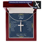 Gift for Dad Necklace silver cross pendant with personalized engraving in wooden gift box
