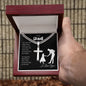 Gift for Dad Necklace with cross pendant in a wooden box and sentimental message inside
