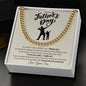 Gold chain gift for dad necklace in a Father's Day box with a heartfelt message from son
